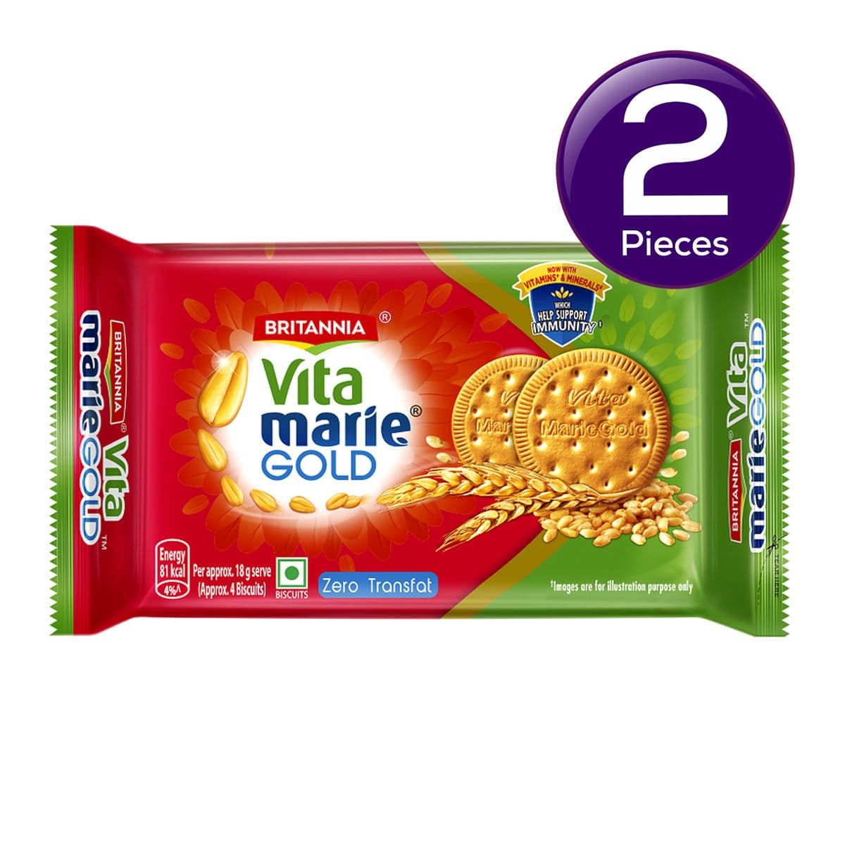 Britannia Vita Marie Gold Biscuits, Zero Transfat, Vitamin Enriched Biscuits 248 g Combo - image 1